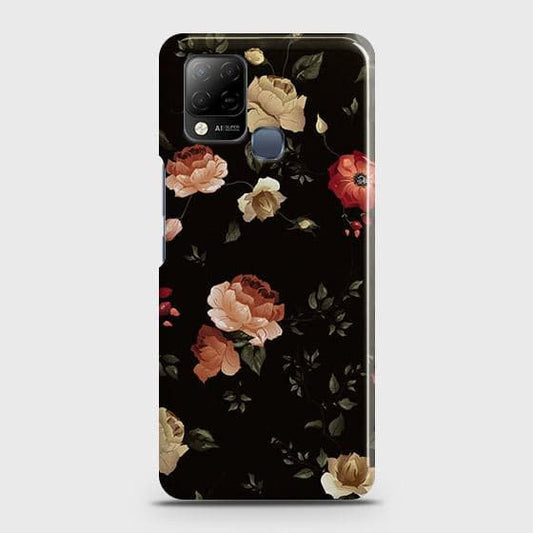 Infinix Hot 10t Cover - Matte Finish - Dark Rose Vintage Flowers Printed Hard Case with Life Time Colors Guarantee b57 ( Fast Delivery )