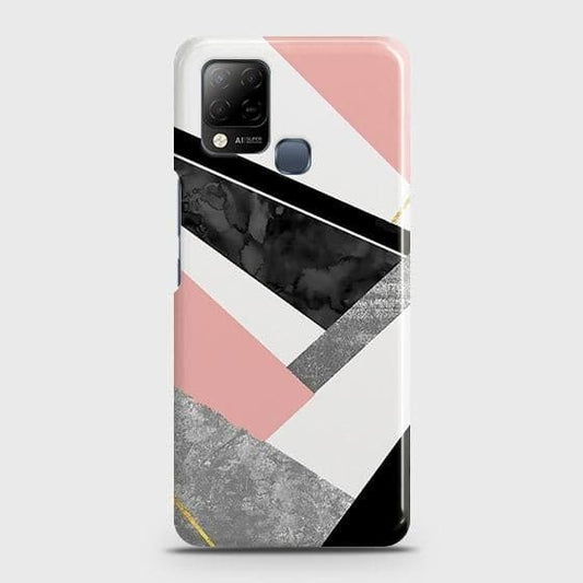Infinix Hot 10s Cover - Matte Finish - Geometric Luxe Marble Trendy Printed Hard Case with Life Time Colors Guarantee b64 ( Fast Delivery )