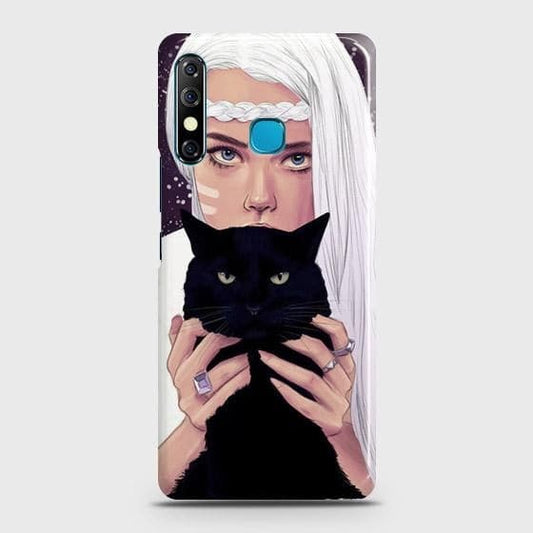 Infinix Hot 8 Cover - Trendy Wild Black Cat Printed Hard Case with Life Time Colors Guarantee ( Fast Delivery )