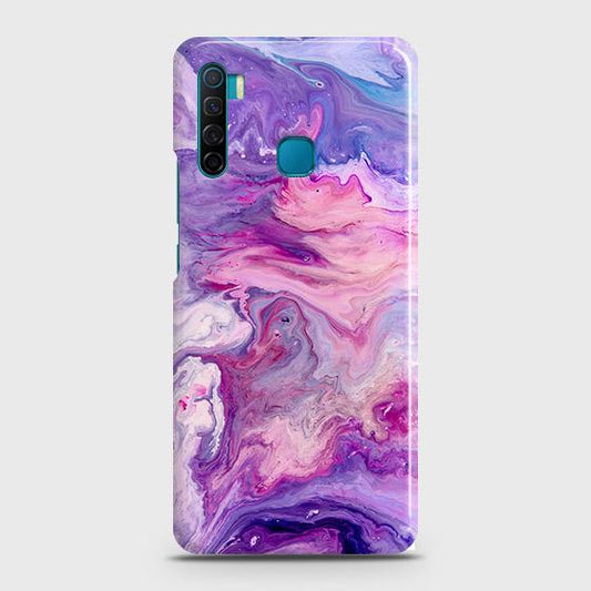 Infinix S5 Lite Cover - Chic Blue Liquid Marble Printed Hard Case with Life Time Colors Guarantee ( Fast Delivery )