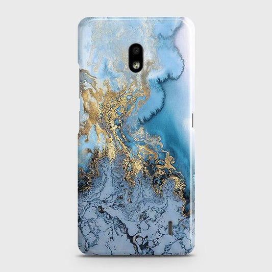 Nokia 2.2 Cover - Trendy Golden & Blue Ocean Marble Printed Hard Case with Life Time Colors Guarantee B72 ( Fast delivery )