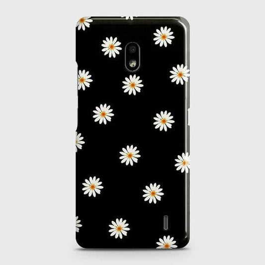 Nokia 2.2 Cover - Matte Finish - White Bloom Flowers with Black Background Printed Hard Case with Life Time Colors Guarantee b60 ( Fast Delivery )