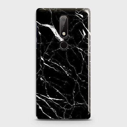 Nokia 6.1 Plus Cover - Trendy Black Marble Printed Hard Case with Life Time Colors Guarantee(1) ( Fast Delivery )