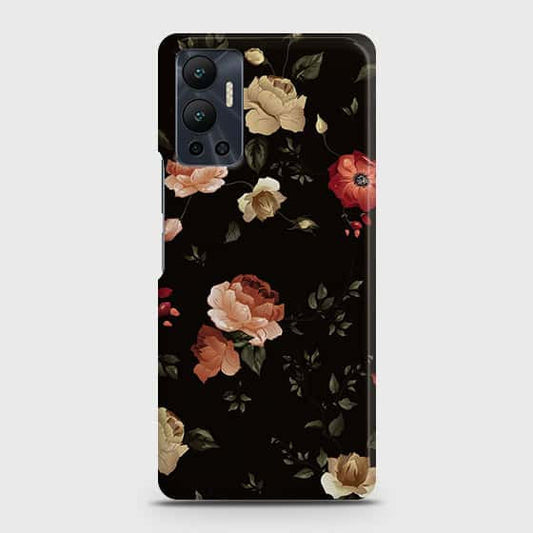 Infinix Hot 12 Cover - Dark Rose Vintage Flowers Printed Hard Case with Life Time Colors Guarantee (Fast Delivery)