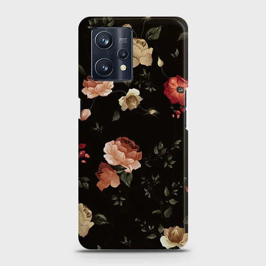 Realme 9 4G Cover - Matte Finish - Dark Rose Vintage Flowers Printed Hard Case with Life Time Colors Guarantee (Fast Delivery)