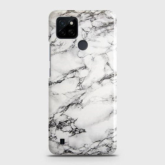 Realme C25Y Cover - Matte Finish - Trendy White Floor Marble Printed Hard Case with Life Time Colors Guarantee b64 ( Fast Delivery )