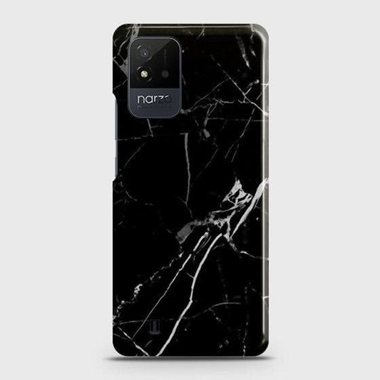 Realme Narzo 50i Cover - Black Modern Classic Marble Printed Hard Case with Life Time Colors Guarantee ( Fast Delivery )