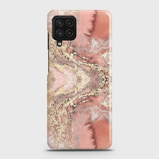 Samsung Galaxy M22 Cover - Trendy Chic Rose Gold Marble Printed Hard Case with Life Time Colors Guarantee ( Fast Delivery )