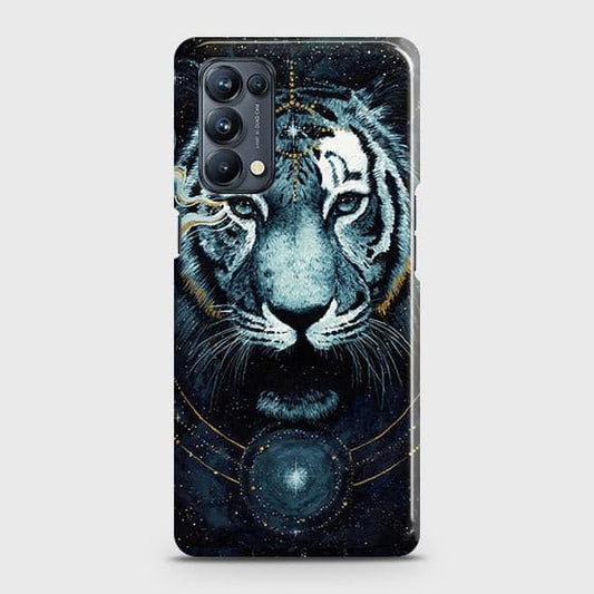 Oppo Reno 5 5G Cover - Vintage Galaxy Tiger Printed Hard Case with Life Time Colors Guarantee (Fast Delivery)