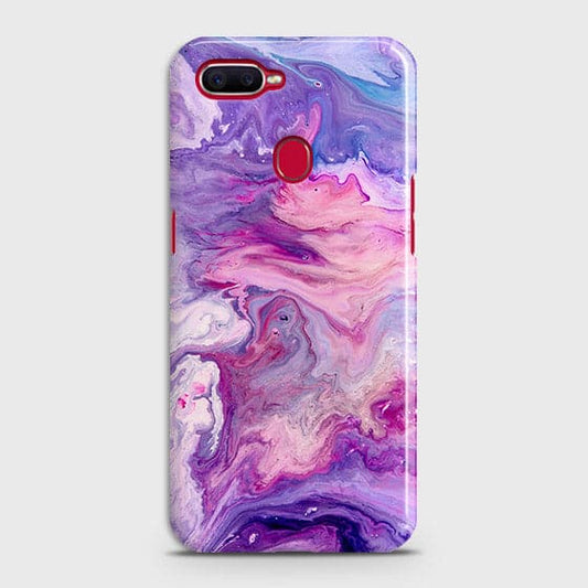Oppo A12s Cover - Chic Blue Liquid Marble Printed Hard Case with Life Time Colors Guarantee(1) ( Fast Delivery )