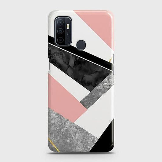 Oppo A53 Cover - Matte Finish - Geometric Luxe Marble Trendy Printed Hard Case with Life Time Colors Guarantee (Fast Delivery)