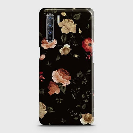 Oppo Reno 3 Cover - Matte Finish - Dark Rose Vintage Flowers Printed Hard Case with Life Time Colors Guarantee (Fast Delivery)