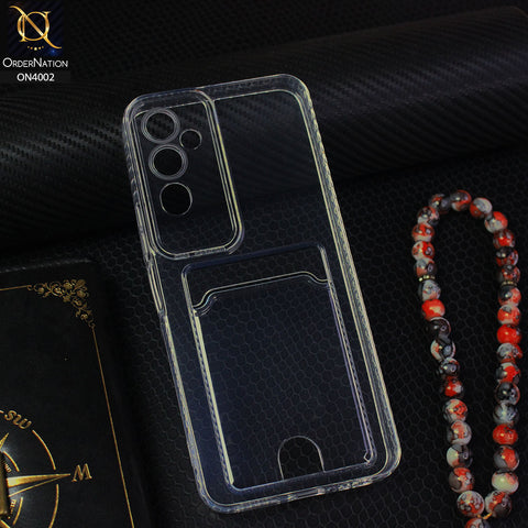 Tecno Pova Neo 2 Cover - Transparent - Soft 4D Design Smart Pocket Card Holder Transparent Clear Soft Case