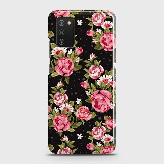 Samsung Galaxy M02s Cover - Trendy Pink Rose Vintage Flowers Printed Hard Case with Life Time Colors Guarantee (Fast Delivery)