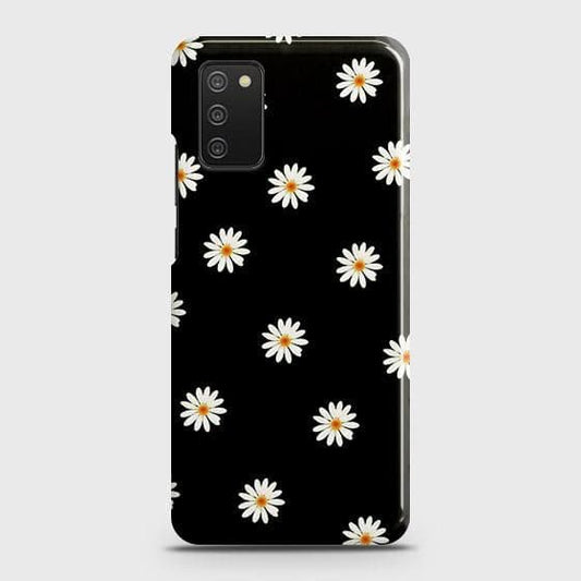 Samsung Galaxy M02s Cover - Matte Finish - White Bloom Flowers with Black Background Printed Hard Case with Life Time Colors Guarantee (Fast Delivery)