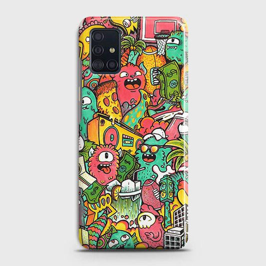 Samsung Galaxy A51 Cover - Matte Finish - Candy Colors Trendy Sticker Collage Printed Hard Case with Life Time Colors Guarantee ( Fast Delivery )