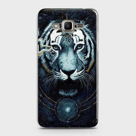 Samsung Galaxy J7 2015 Cover - Vintage Galaxy Tiger Printed Hard Case with Life Time Colors Guarantee (Fast Delivery)