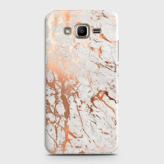 Samsung Galaxy J7 2015 Cover - In Chic Rose Gold Chrome Style Printed Hard Case with Life Time Colors Guarantee (Fast Delivery)