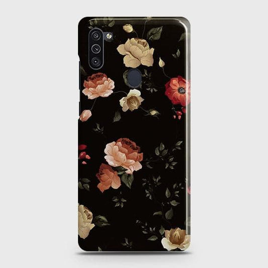 Samsung Galaxy A11 Cover - Matte Finish - Dark Rose Vintage Flowers Printed Hard Case with Life Time Colors Guarantee ( Fast Delivery )