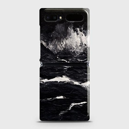 Samsung Galaxy Z Flip Cover - Black Ocean Marble Trendy Printed Hard Case with Life Time Colors Guarantee(Fast Delivery)
