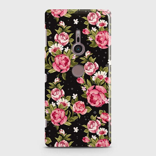 Sony Xperia XZ3 Cover - Trendy Pink Rose Vintage Flowers Printed Hard Case with Life Time Colors Guarantee B81 (Fast Delivery)