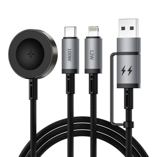 WIWU LEGEND SERIES 3 IN 2 100W  CABLE - USB A + C TO C + L + W - BLACK