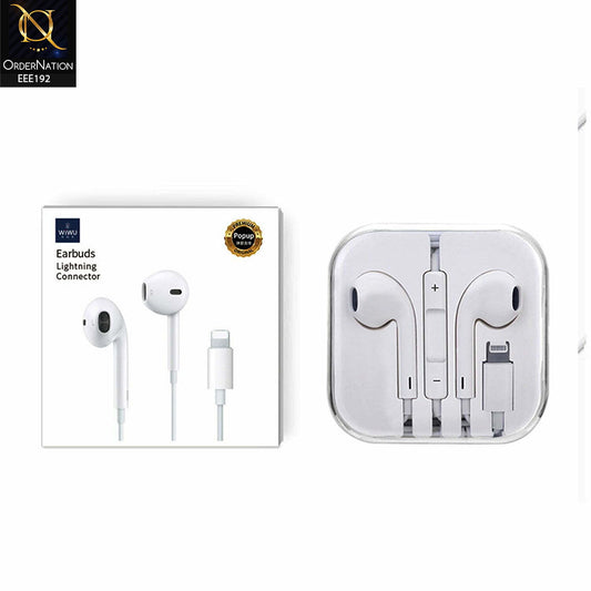 WiWU Earbuds 302 Lightning Cable Jack In-Ear Handsfree - White