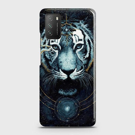 Xiaomi Redmi 9T Cover - Vintage Galaxy Tiger Printed Hard Case with Life Time Colors Guarantee ( Fast Delivery )