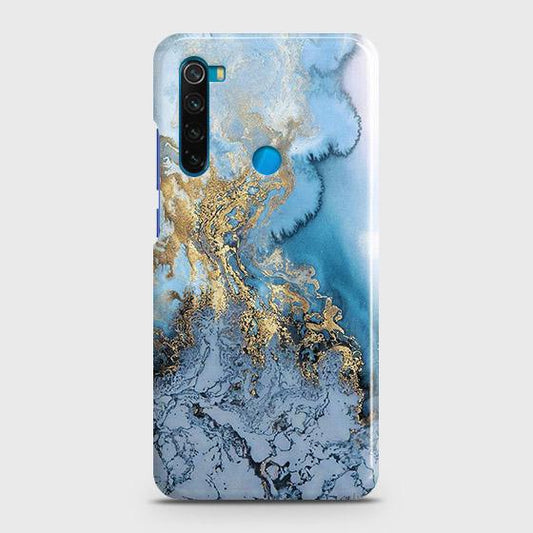 Xiaomi Redmi Note 8Cover - Trendy Golden & Blue Ocean Marble Printed Hard Case with Life Time Colors Guarantee ( Fast Delivery )