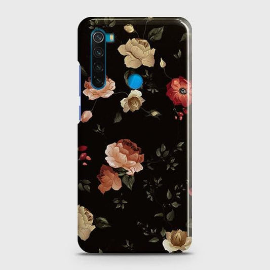 Xiaomi Redmi Note 8 2021 Cover - Matte Finish - Dark Rose Vintage Flowers Printed Hard Case with Life Time Colors Guarantee ( Fast Delivery )