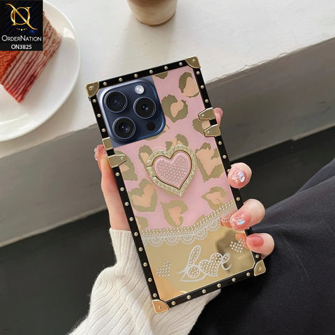 iPhone 15 Pro Max Cover - Design 1 - Heart Bling Diamond Glitter Soft TPU Trunk Case With Ring Holder