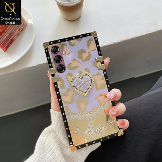 Samsung Galaxy A14 Cover - Design3 - Heart Bling Diamond Glitter Soft TPU Trunk Case With Ring Holder