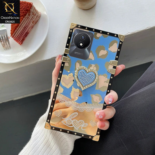 Vivo Y02 Cover - Design4 - Heart Bling Diamond Glitter Soft TPU Trunk Case With Ring Holder