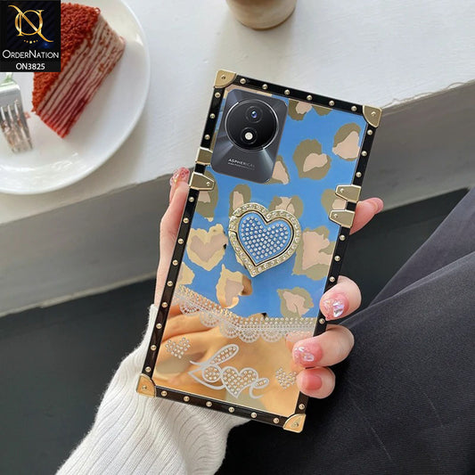 Vivo Y02A Cover - Design4 - Heart Bling Diamond Glitter Soft TPU Trunk Case With Ring Holder