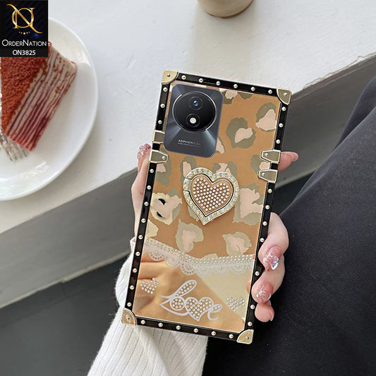 Vivo Y02A Cover - Design5 - Heart Bling Diamond Glitter Soft TPU Trunk Case With Ring Holder