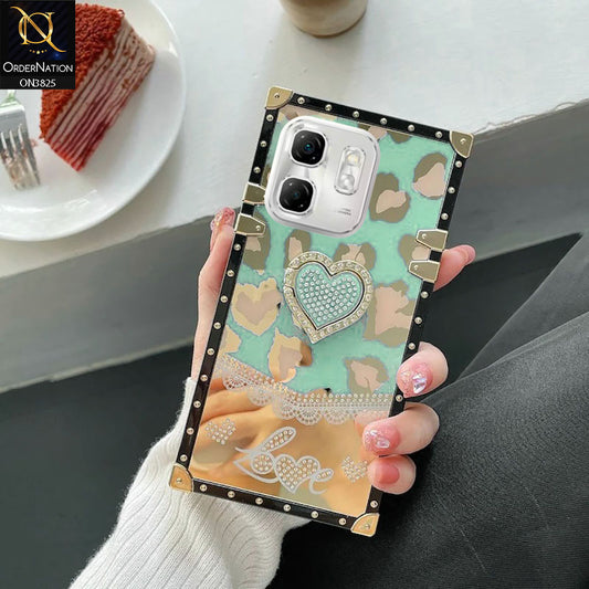 Infinix Hot 50i Cover - Design6 - Heart Bling Diamond Glitter Soft TPU Trunk Case With Ring Holder