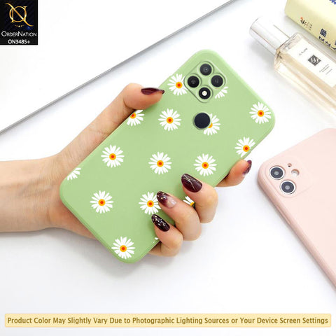 Oppo A15s Cover - ONation Daisy Series - HQ Liquid Silicone Elegant Colors Camera Protection Soft Case