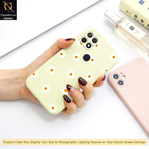 Oppo A15 Cover - ONation Daisy Series - HQ Liquid Silicone Elegant Colors Camera Protection Soft Case