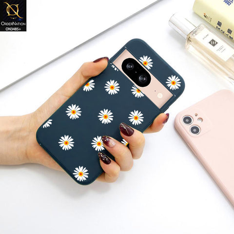 Google Pixel 8 Cover - ONation Daisy Series - HQ Liquid Silicone Elegant Colors Camera Protection Soft Case