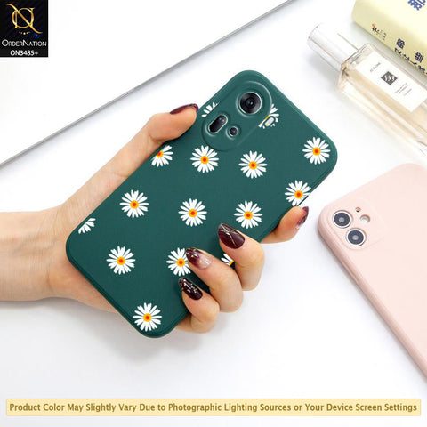 Oppo Reno 11 Cover - ONation Daisy Series - HQ Liquid Silicone Elegant Colors Camera Protection Soft Case