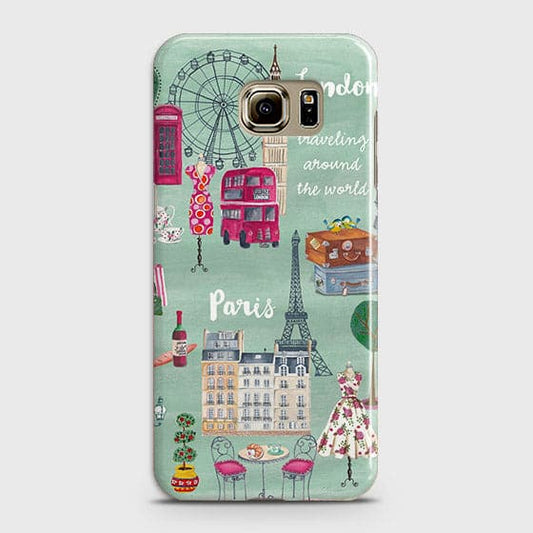 Samsung Galaxy S6 Edge Cover - Matte Finish - London, Paris, New York Modern Printed Hard Case With Life Time Colors Guarantee ( Fast Delivery )