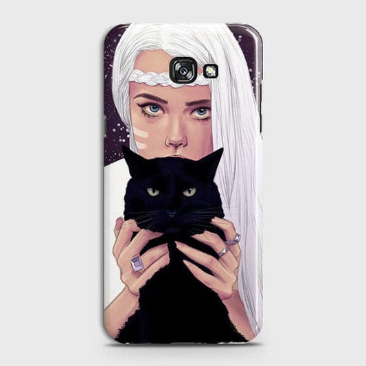 Samsung A5 2017 - Trendy Wild Black Cat Printed Hard Case With Life Time Colors Guarantee ( Fast Delivery )