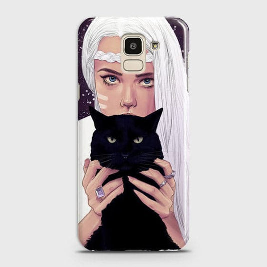 Samsung J6 2018 - Trendy Wild Black Cat Printed Hard Case With Life Time Colors Guarantee ( Fast Delivery )