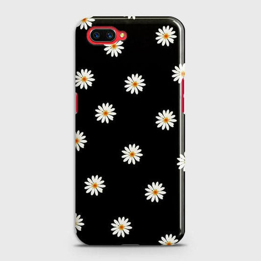 Oppo A12e Cover - Matte Finish - White Bloom Flowers with Black Background Printed Hard Case With Life Time Colors Guarantee ( Fast Delivery )