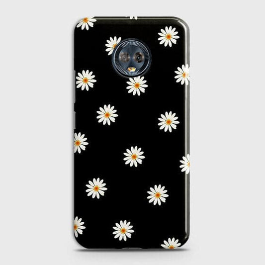 Motorola Moto G6 Plus Cover - Matte Finish - White Bloom Flowers with Black Background Printed Hard Case With Life Time Colors Guarantee(1) ( Fast Delivery )