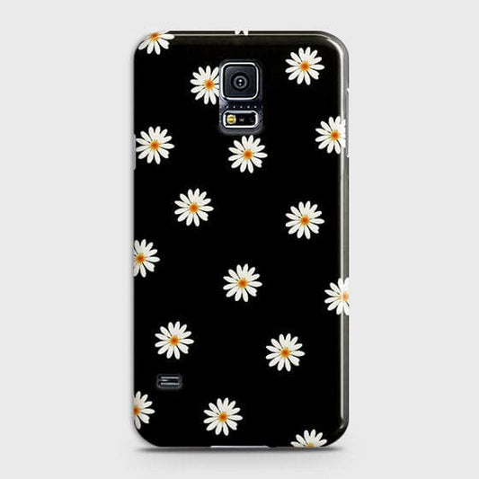Samsung Galaxy S5 Cover - White Bloom Flowers with Black Background Printed Hard Case With Life Time Colors Guarantee (Fast Delivery)