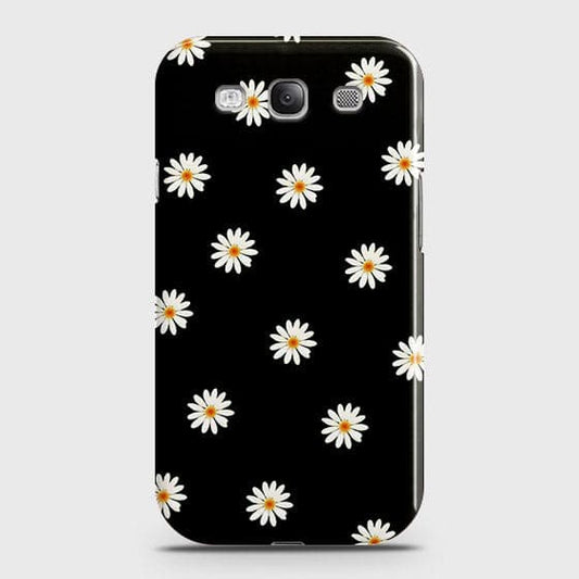 Samsung Galaxy S3 Cover - White Bloom Flowers with Black Background Printed Hard Case With Life Time Colors Guarantee B61 ( Fast Delivery )