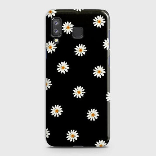 Samsung A8 Star Cover - Matte Finish - White Bloom Flowers with Black Background Printed Hard Case With Life Time Colors Guarantee (Fast Delivery)
