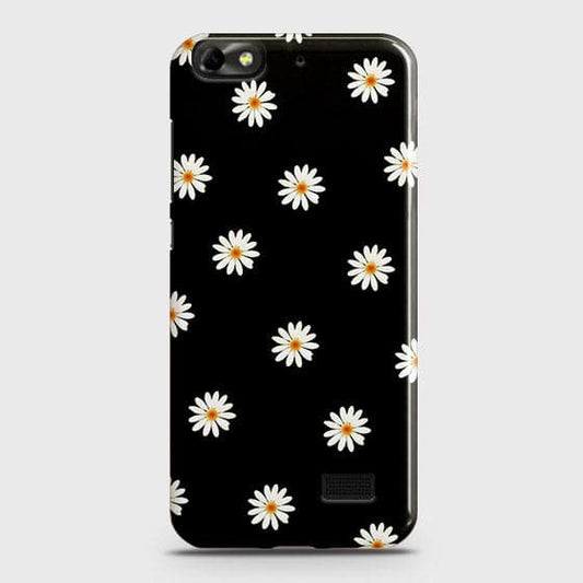 Huawei Honor 4C Cover - Matte Finish - White Bloom Flowers with Black Background Printed Hard Case With Life Time Colors Guarantee ( Fast Delivery )