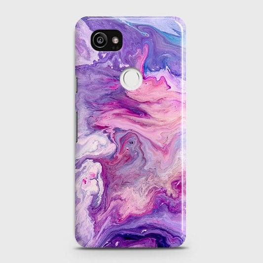Google Pixel 2 XL Cover - Chic Blue Liquid Marble Printed Hard Case with Life Time Colour Guarantee B(36) ( Fast Delivery )
